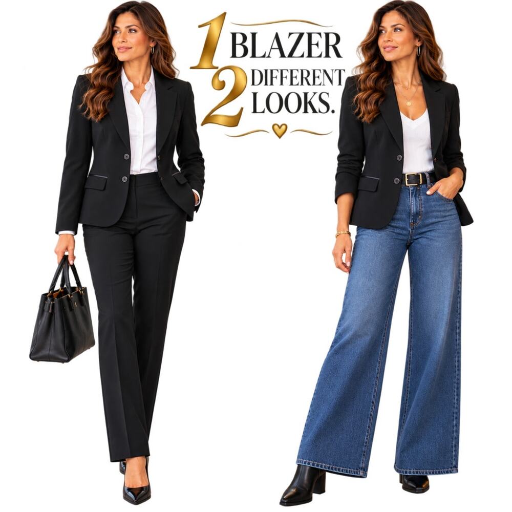 New York & Company 7th Avenue Design Studio Blazer, Black, Size 10